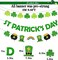 Pre-Strung St Patricks Day Banner Decorations, 3Pcs Glitter Saint Patricks Day Sign with Shamrock Clover,Leprechaun Hat,Rainbow, Pot of Gold Pattern for Irish Party Mantle Home Office Indoor Decor